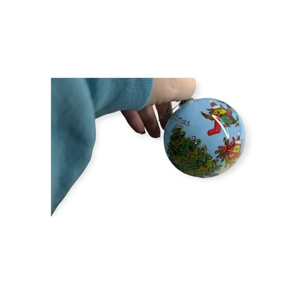 Pier One Li Bien Round Globe Christmas Ornament with Green Velvet Box 4